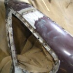 Before and after photographs of a damaged Chevy Impala that was repaired by Elite Paint & Body Shop in West Palm Beach, Florida.